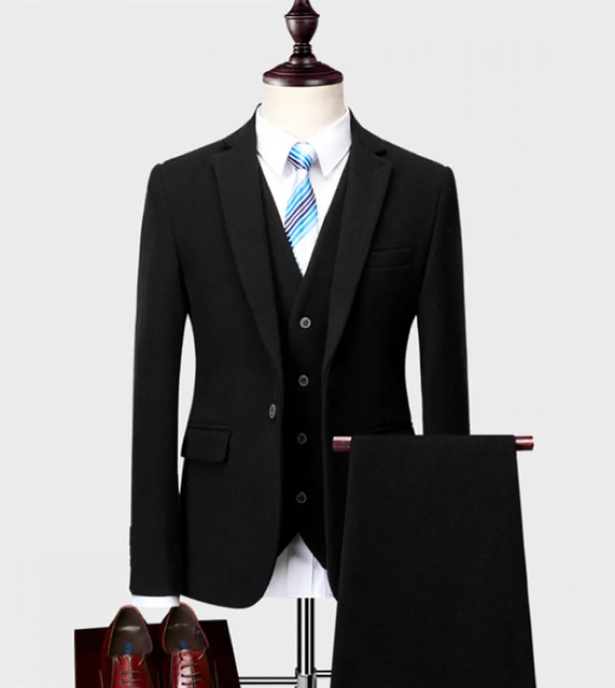 Uomo autunno e inverno business casual tinta unita abito di lana a maniche lunghe 3 pezzi slim fit taglia grande M 6xl nuovo pos