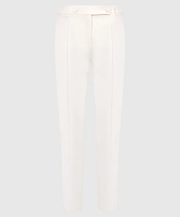 Valentino Pantaloni a zampa di crêpe Couture bianchi con logo metallico 4B3RB3681CF