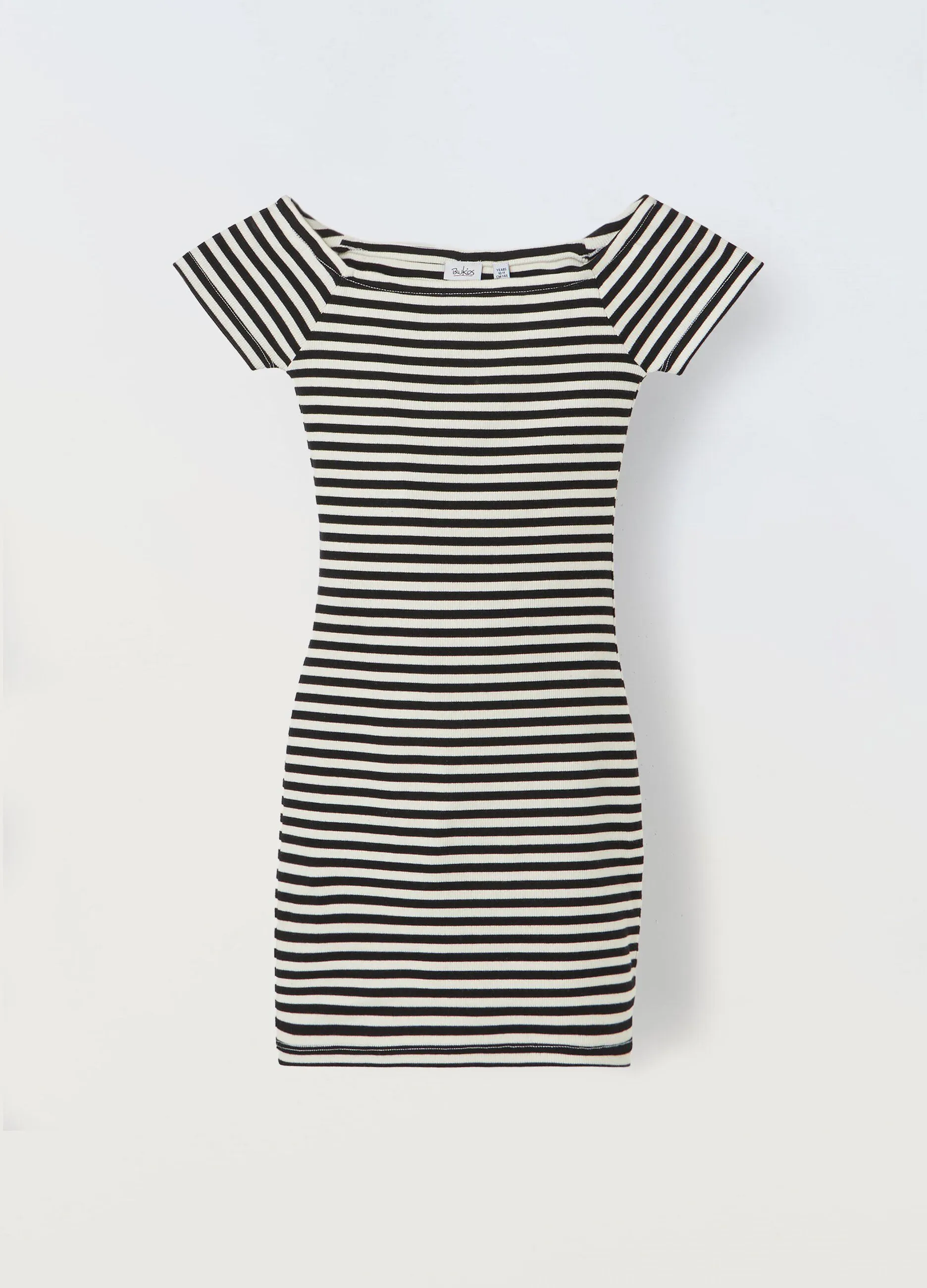 Vestito corto a righe in cotone stretch ragazza