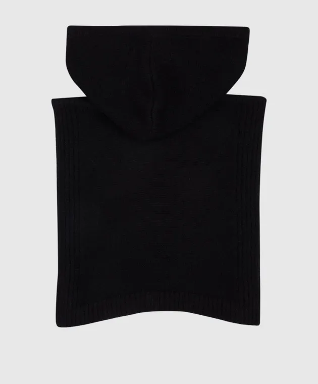 Yves Salomon Cappuccio nero con pettorina in lana e cashmere 25WAA50740MACL