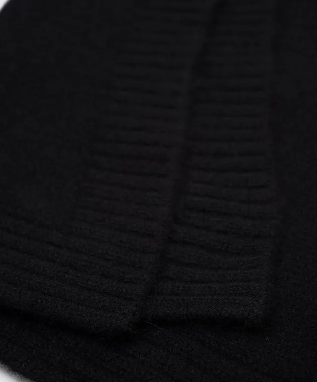 Yves Salomon Cappuccio nero con pettorina in lana e cashmere 25WAA50740MACL